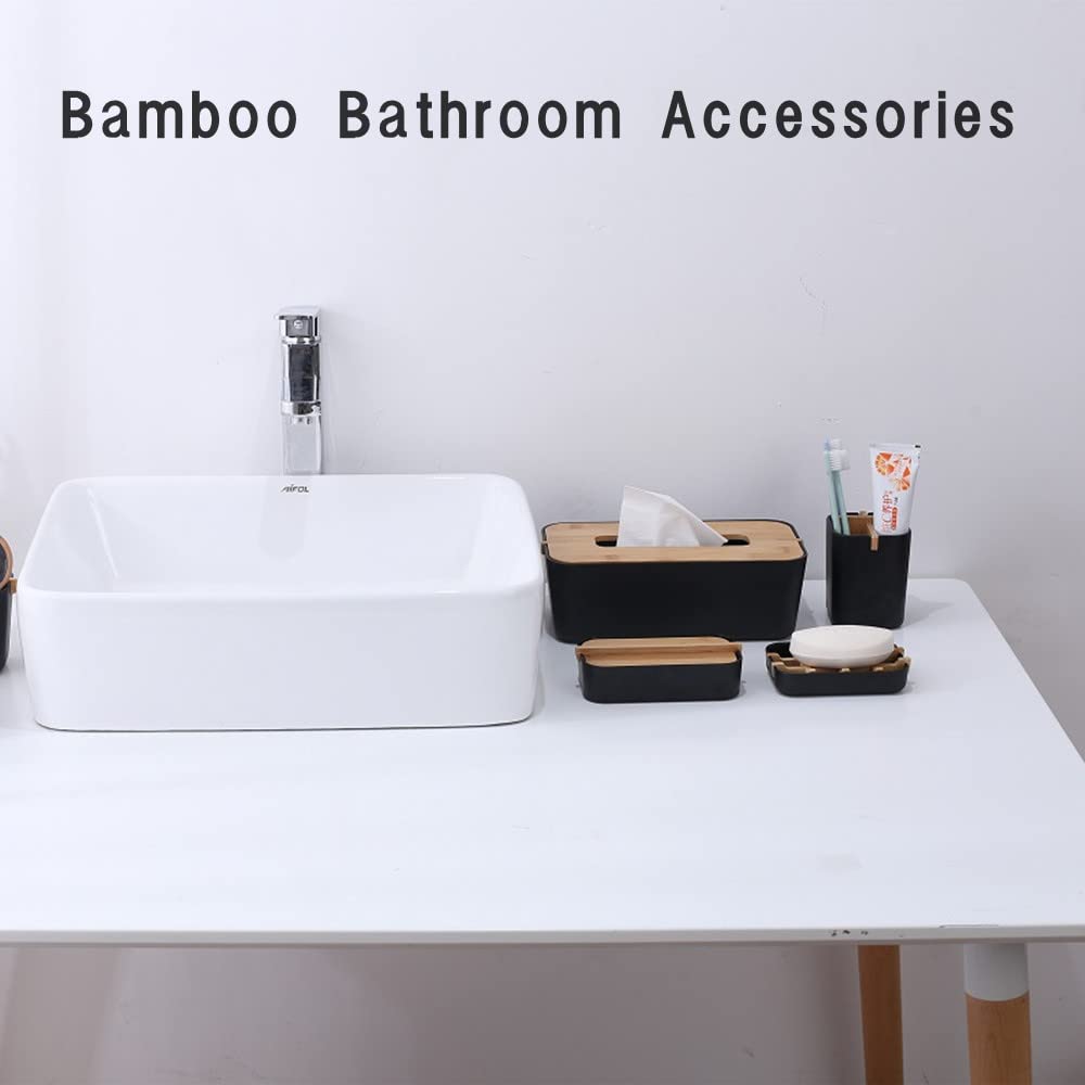 Bamboo Soap Dish – Self-Draining Bar Soap Holder for Bathroom, Shower & Kitchen Sink