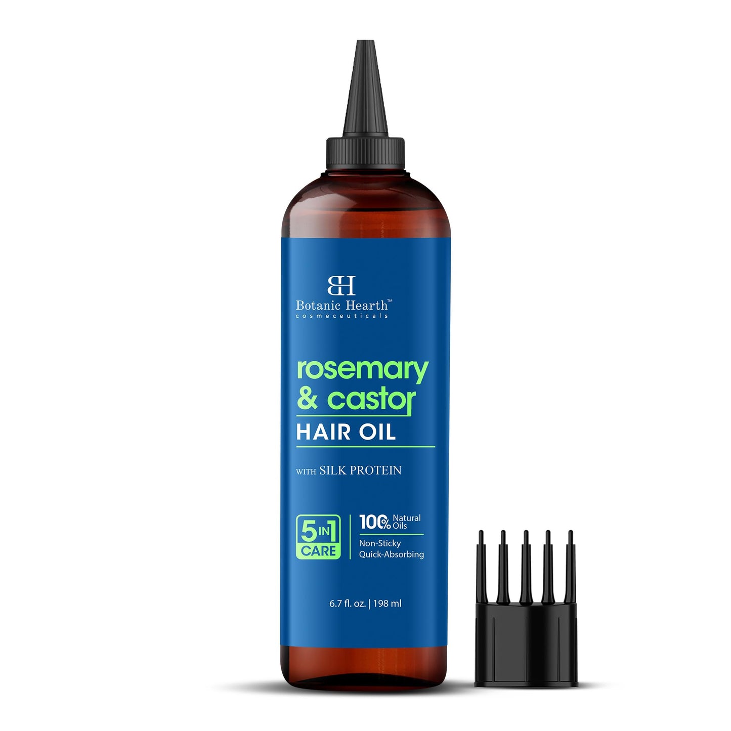 Botanic Hearth 100% Pure Rosemary Oil For Hair Growth (6.7 fl oz) Infused With Biotin, Jojoba & castor Oil | Nourishing & Volumizing | Non GMO Verified