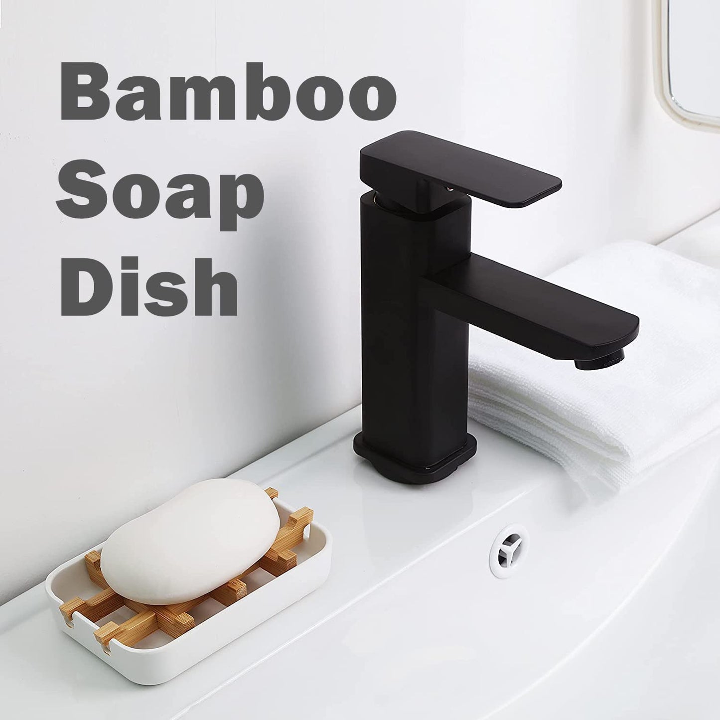 Bamboo Soap Dish – Self-Draining Bar Soap Holder for Bathroom, Shower & Kitchen Sink