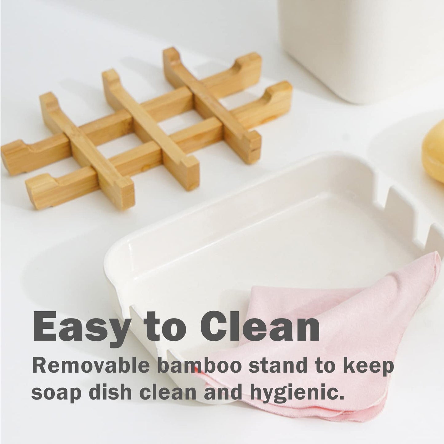 Bamboo Soap Dish – Self-Draining Bar Soap Holder for Bathroom, Shower & Kitchen Sink