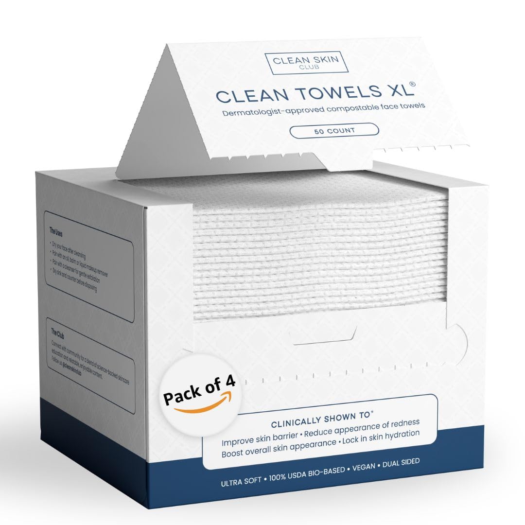 Clean Skin Club Clean Towels – 100% USDA Biobased Disposable Face Towels