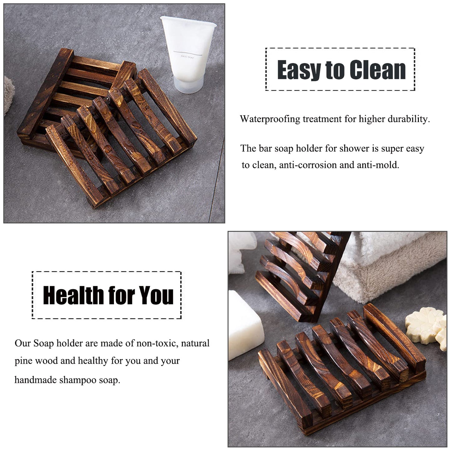 Natural Wooden Soap Saver – Self-Draining Soap Tray for Bathroom & Shower,