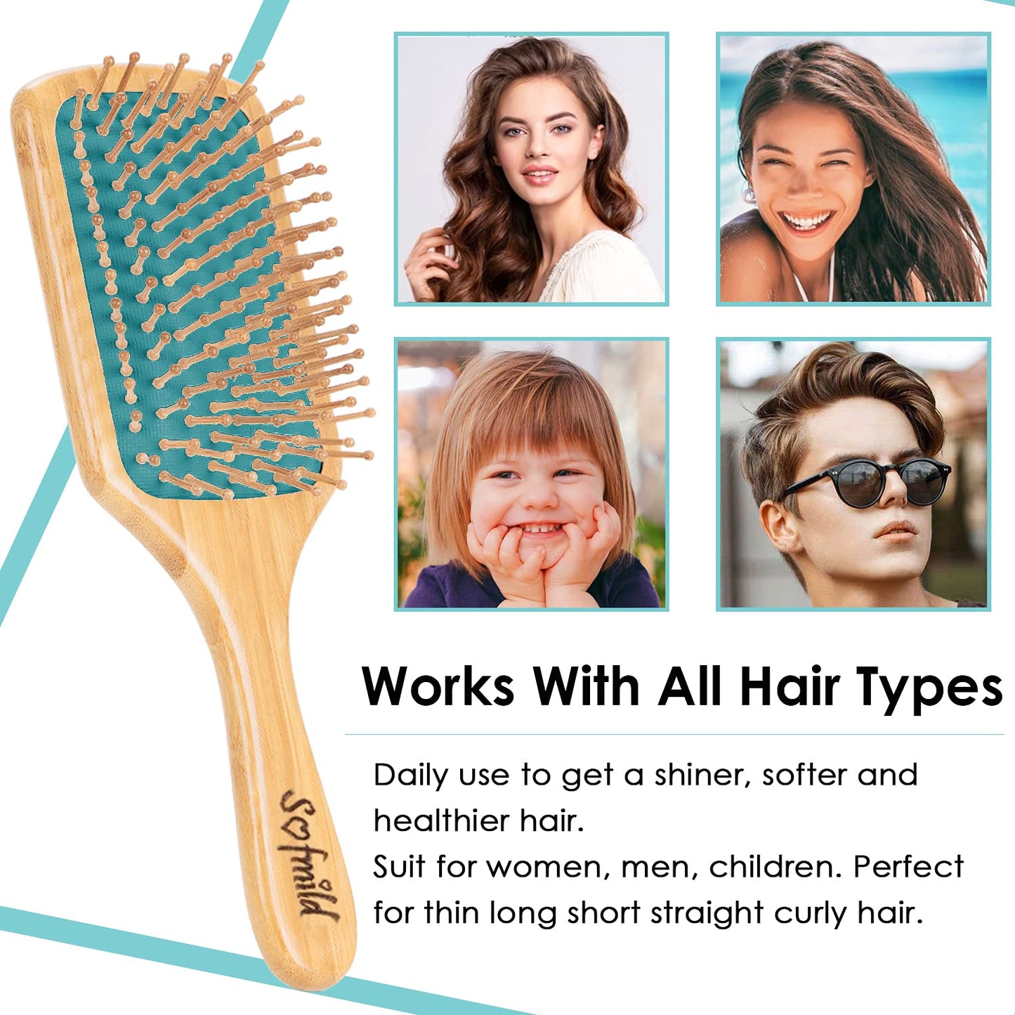 Hair Brush-Natural Wooden Bamboo Brush