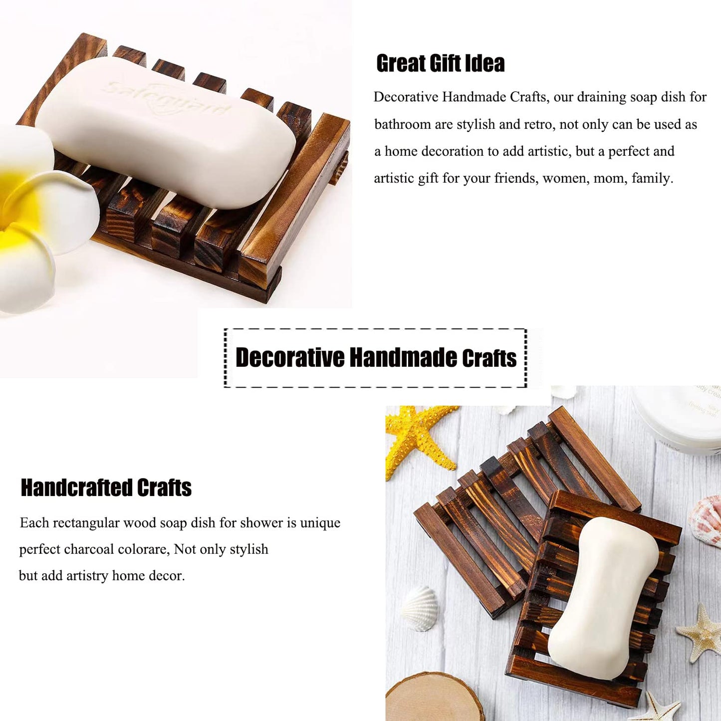 Natural Wooden Soap Saver – Self-Draining Soap Tray for Bathroom & Shower,