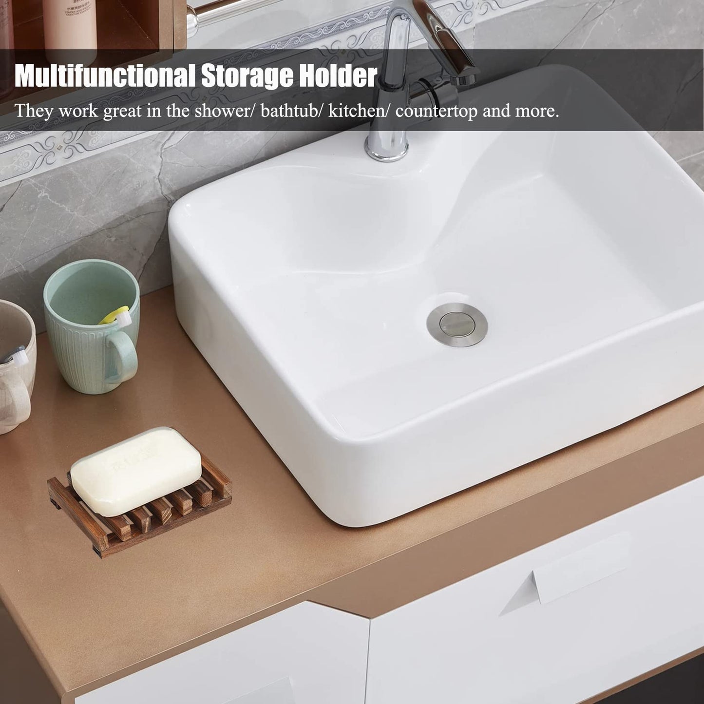 Natural Wooden Soap Saver – Self-Draining Soap Tray for Bathroom & Shower,