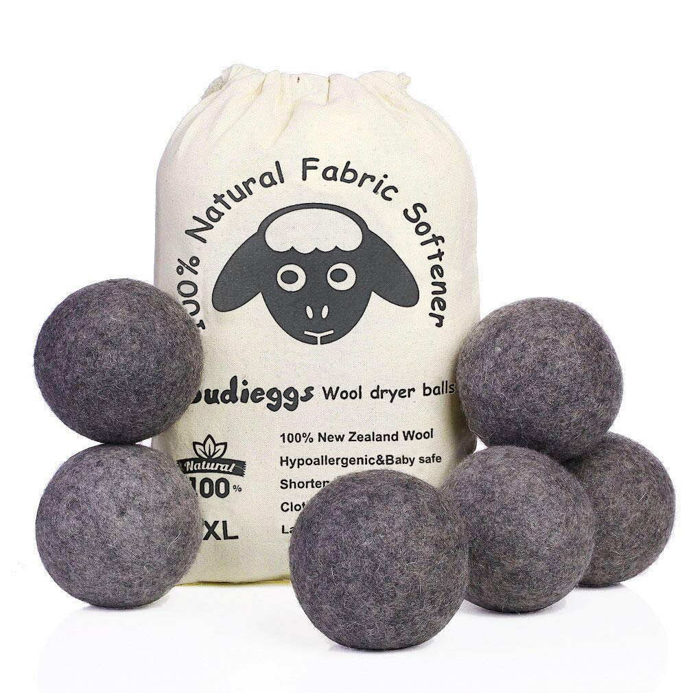 Wool Dryer Balls XL 6-Pack – 100% New Zealand Organic, Chemical-Free, Baby Safe & Hypoallergenic Fabric Softener