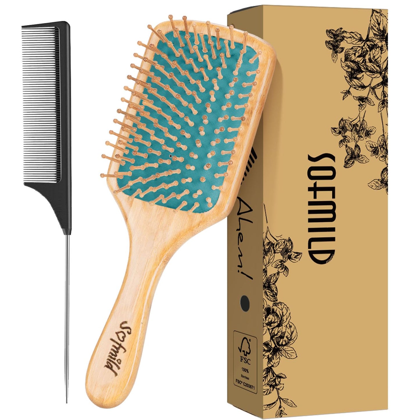 Hair Brush-Natural Wooden Bamboo Brush