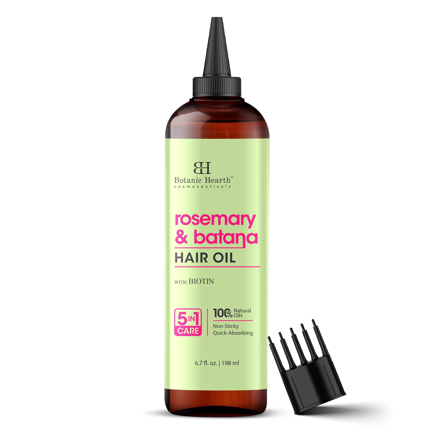 Botanic Hearth 100% Pure Rosemary Oil For Hair Growth (6.7 fl oz) Infused With Biotin, Jojoba & castor Oil | Nourishing & Volumizing | Non GMO Verified