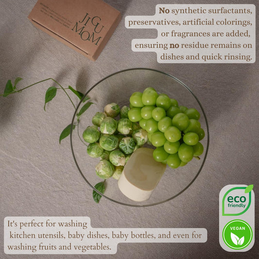 JiguMom Natural Big Soap Bar Dishwashing (8.82oz *3 set) Eco Friendly Plastic Free Packaging with Sustainable Organic Ingredients for Kitchen