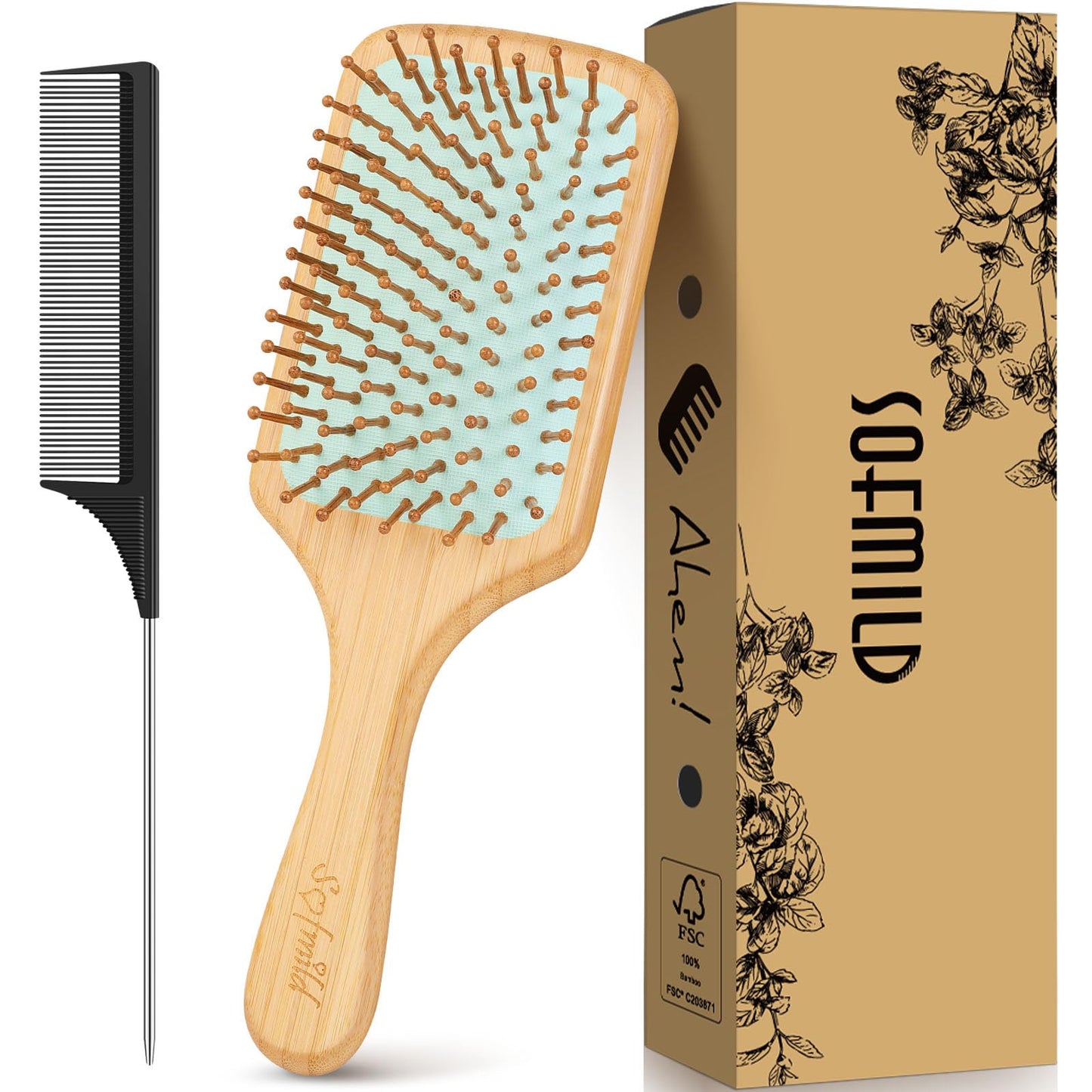 Hair Brush-Natural Wooden Bamboo Brush