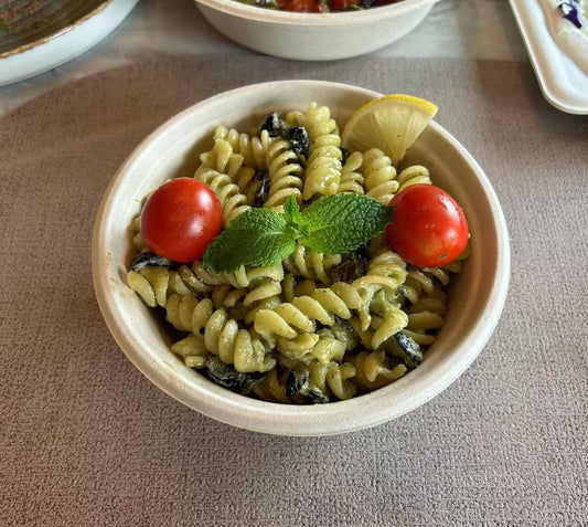 GreenWorks 100 Count 16 OZ Compostable Bowls, Natural Unbleached Biodegradable Bagasse and Bamboo fiber Paper Bowls