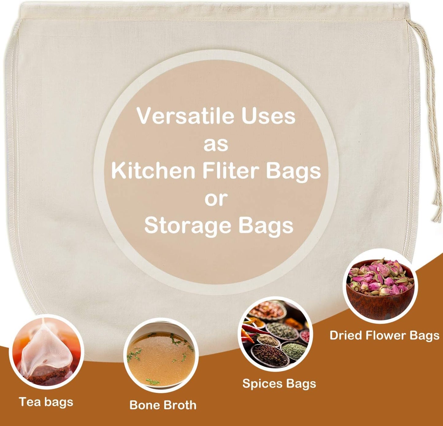 3 PCS 12"x12" Nut Milk Bags - 100% Unbleached Cotton Cheesecloth, Reusable Food Strainer Colander For Straining Almond/Oat Milk, Celery Juice, Cold Brew Coffee, Yogurt and Cheese Making