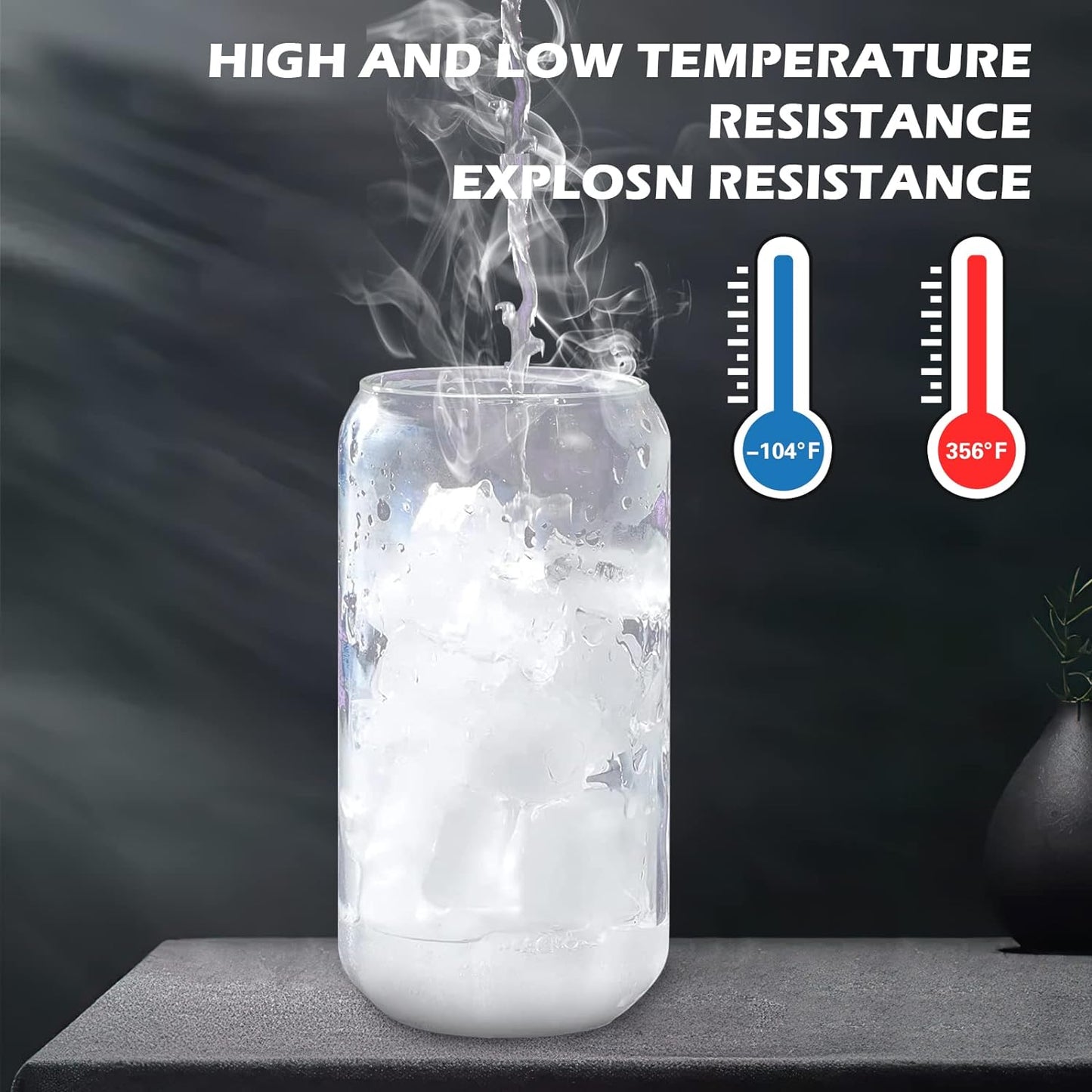 Drinking Glasses with Bamboo Lids and Glass Straw 2PCS Set, 16oz Glass Cups with Lids and Straws, Beer, Iced Coffee Glasses, Soda, Gift 1 Cleaning Brushes