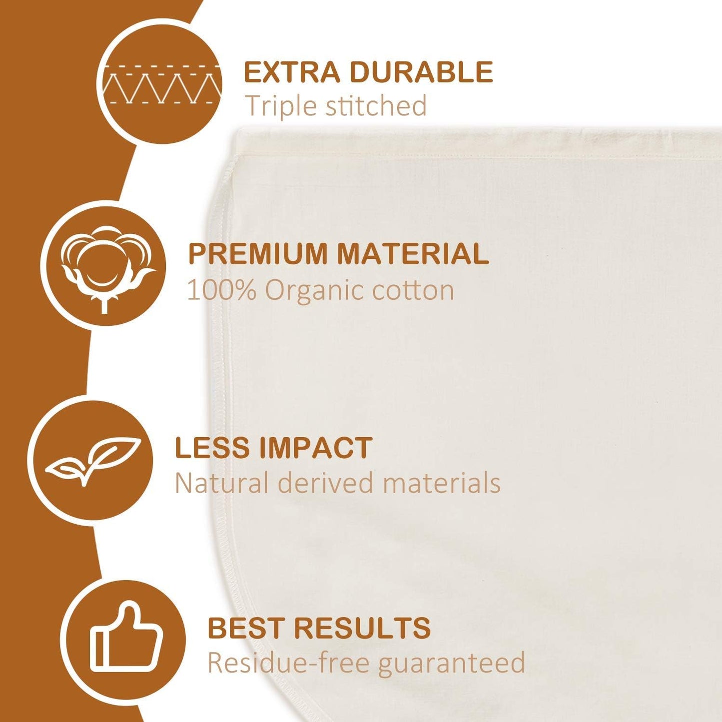 3 PCS 12"x12" Nut Milk Bags - 100% Unbleached Cotton Cheesecloth, Reusable Food Strainer Colander For Straining Almond/Oat Milk, Celery Juice, Cold Brew Coffee, Yogurt and Cheese Making
