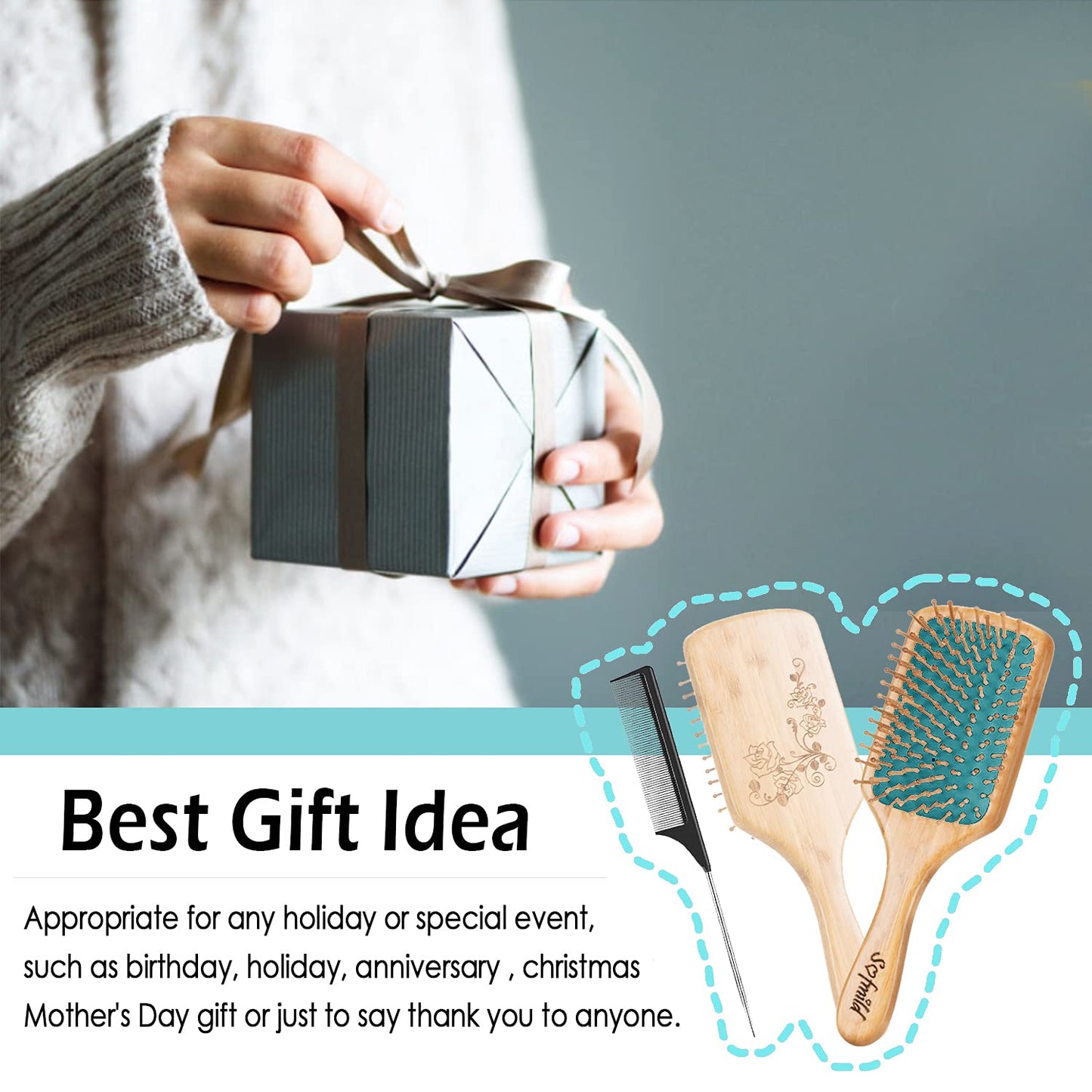 Hair Brush-Natural Wooden Bamboo Brush