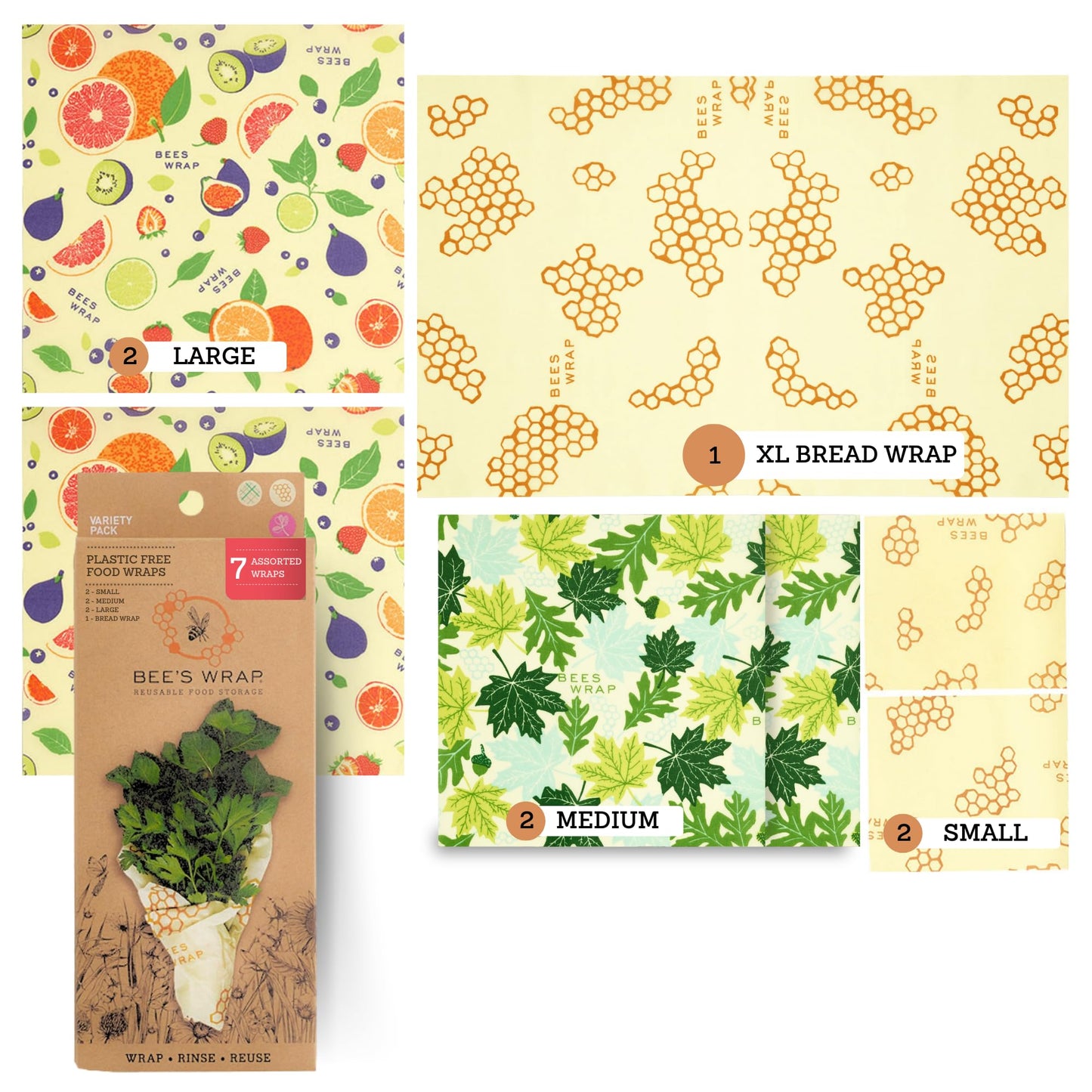 Bee's Wrap Beeswax Wraps for Food - Honeycomb 3 Pack (S, M, L) Made in USA Reusable & Organic Food Wraps, Sandwich Wrap & Bowl Covers - Eco-Friendly Alternative to Aluminum Foil & Plastic Wrap