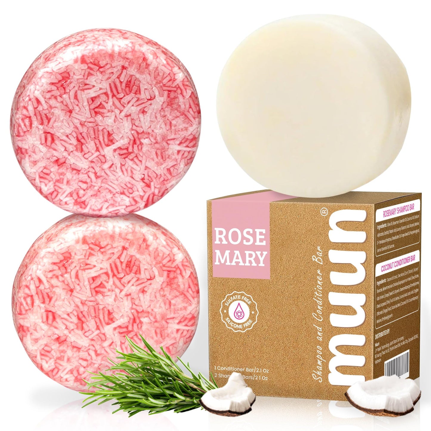 Muun Rosemary Shampoo and Conditioner Bar Set 3