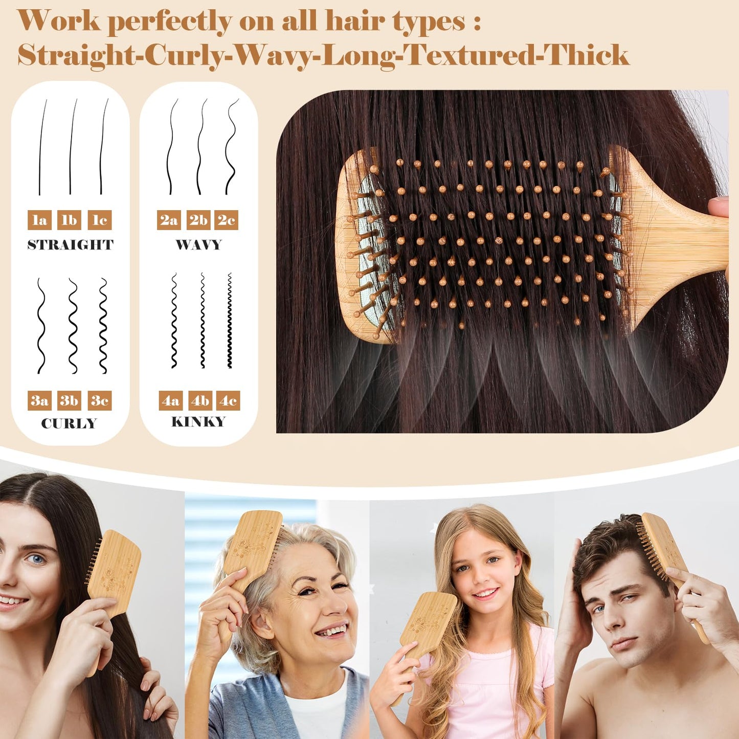 Hair Brush-Natural Wooden Bamboo Brush