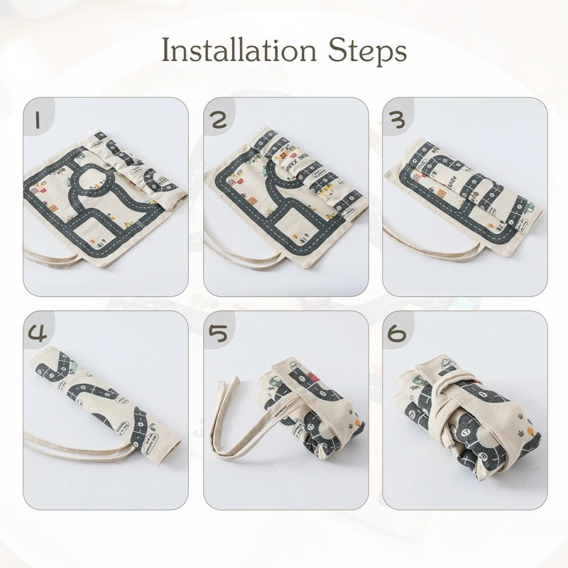 Montessori Wooden Road Play Mat – Car Toy for Kids & Toddlers