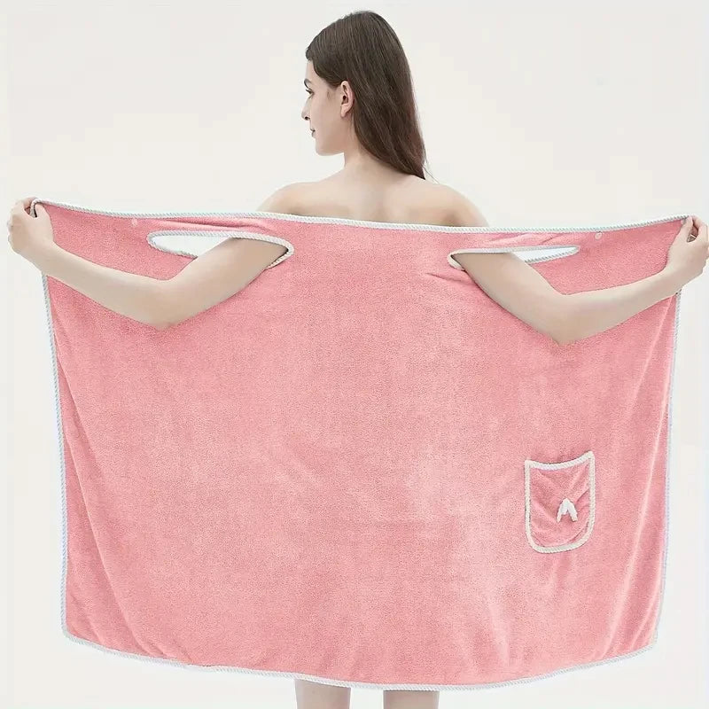 Wearable Bath Towel, Bowknot Coral Velvet Bath Skirt For Adults, Water Absorption, Quick Drying, Bath Towel, No Hair Loss, Bath