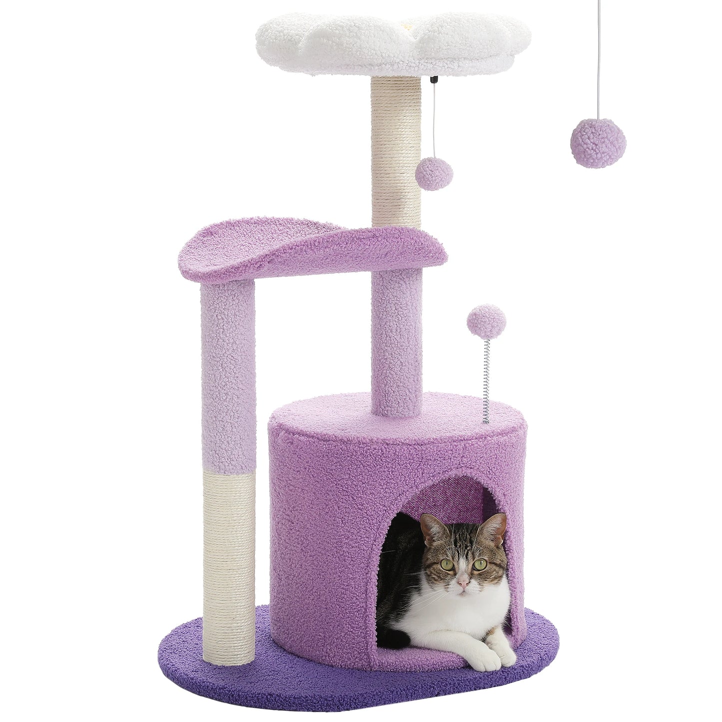 Modern Cat Tree & Scratching Post Cute Cactus Design with Condo Nest