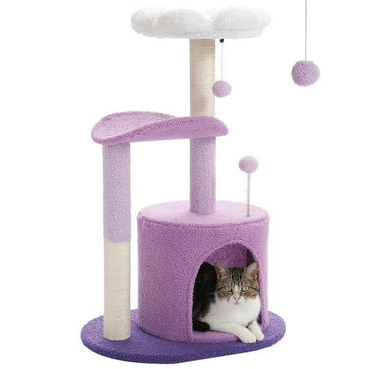 Modern Cat Tree & Scratching Post Cute Cactus Design with Condo Nest