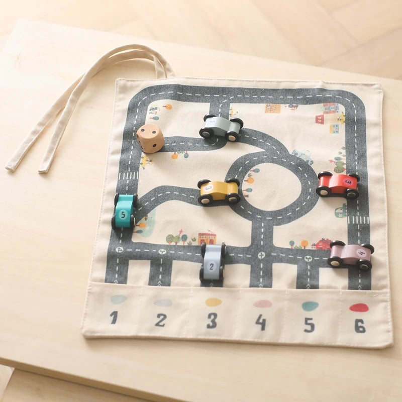 Montessori Wooden Road Play Mat – Car Toy for Kids & Toddlers