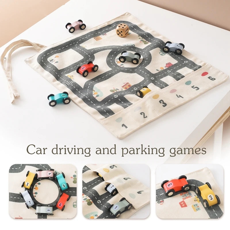 Montessori Wooden Road Play Mat – Car Toy for Kids & Toddlers