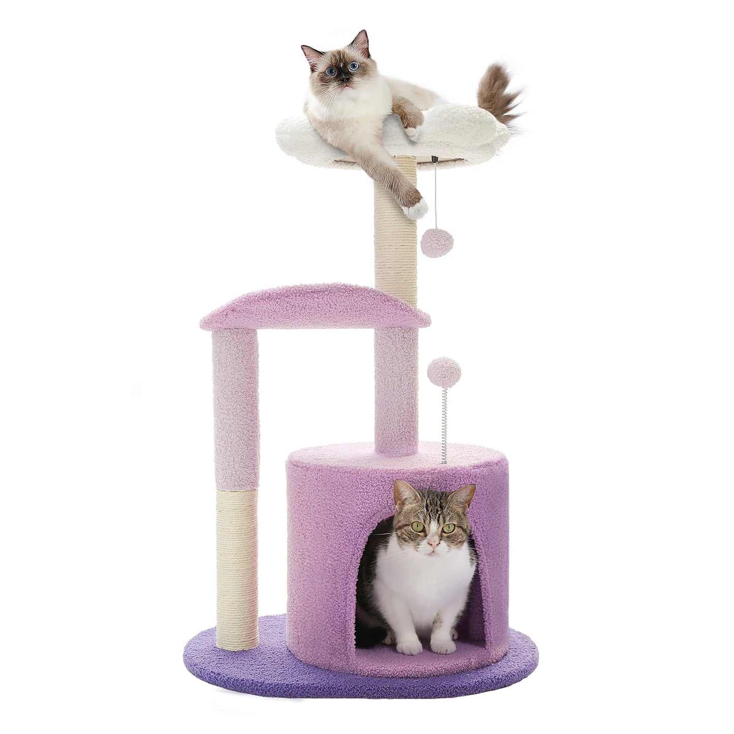 Modern Cat Tree & Scratching Post Cute Cactus Design with Condo Nest