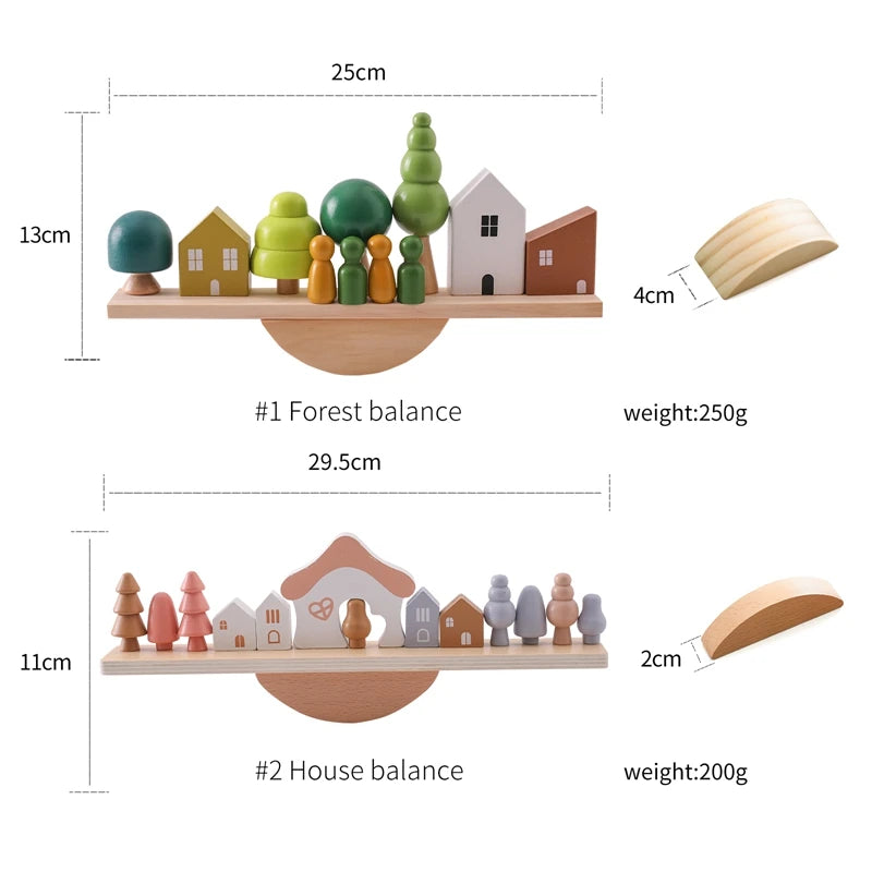 Montessori Wooden Stacking Toys – Forest House Blocks for Babies