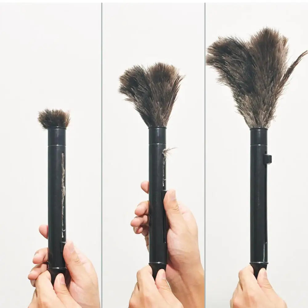 Natural Ostrich Feather Duster – Anti-Static Retractable Cleaning Brush