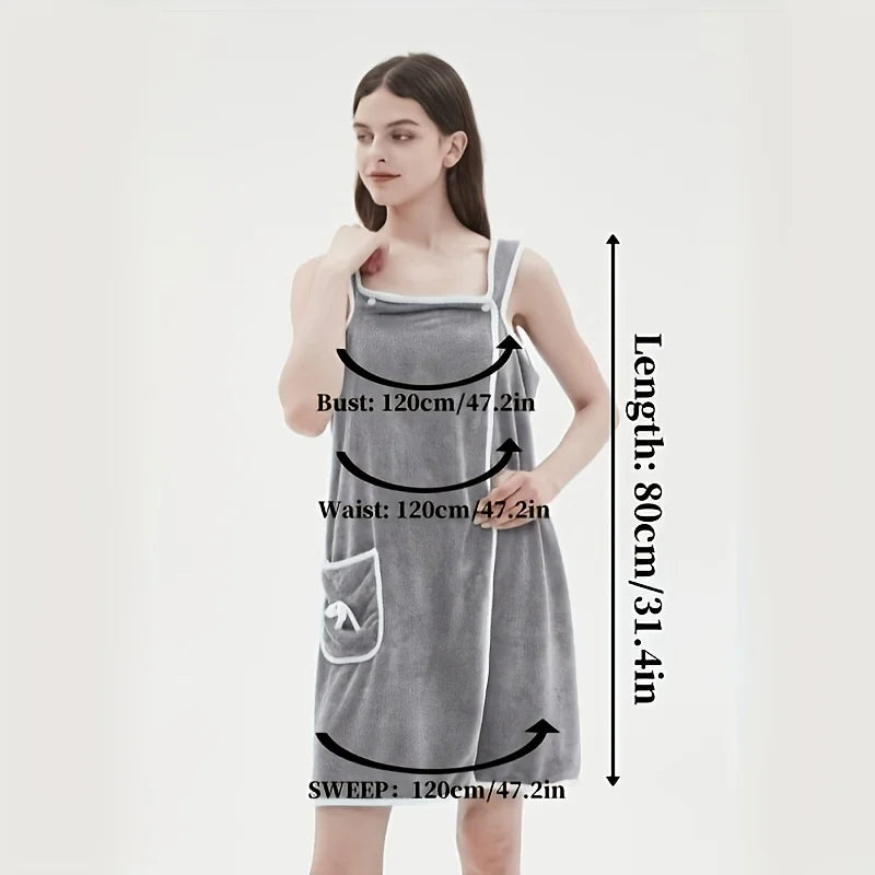 Wearable Bath Towel, Bowknot Coral Velvet Bath Skirt For Adults, Water Absorption, Quick Drying, Bath Towel, No Hair Loss, Bath