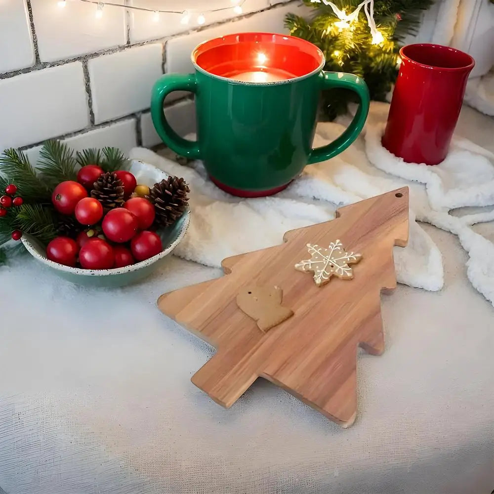 Christmas Tree Wooden Cutting Board – Holiday Serving Tray & Kitchen Decor