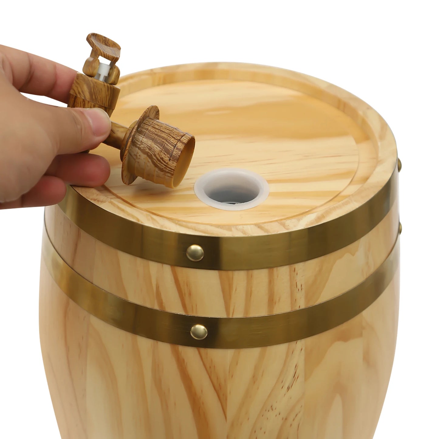 5L Wooden Wine Barrel – Pine Wood Whiskey Dispenser & Home Brewing Decanter