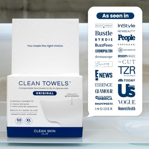 Clean Skin Club Clean Towels – 100% USDA Biobased Disposable Face Towels