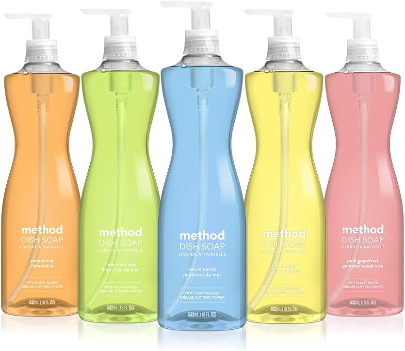 Method Gel Dish Soap, Clementine Scent, Biodegradable Formula, Tough on Grease & Stuck-on Food, Cruelty Free Formula, Made with Recycled Plastic, 18 Fl Oz