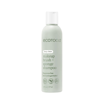 EcoTools XL Makeup Brush + Sponge Shampoo, Removes Makeup, Dirt, & Impurities From Makeup Brushes & Makeup Blending Sponges, Fragrance-Free, Vegan, & Cruelty-Free 16 fl. oz./473 ml, 1 Count, Clear