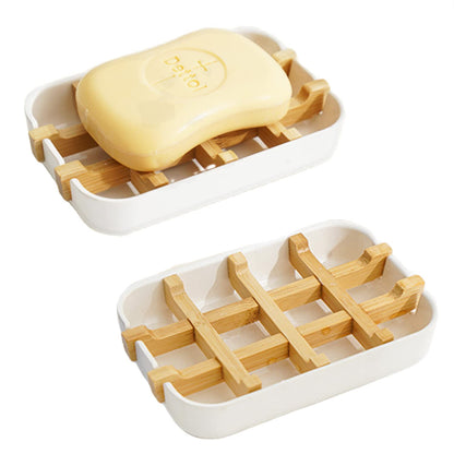 Bamboo Soap Dish – Self-Draining Bar Soap Holder for Bathroom, Shower & Kitchen Sink