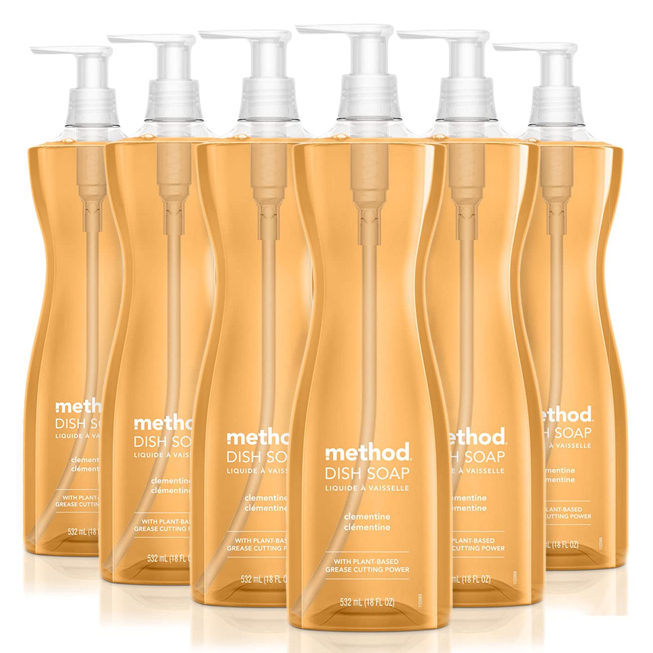 Method Gel Dish Soap, Clementine Scent, Biodegradable Formula, Tough on Grease & Stuck-on Food, Cruelty Free Formula, Made with Recycled Plastic, 18 Fl Oz