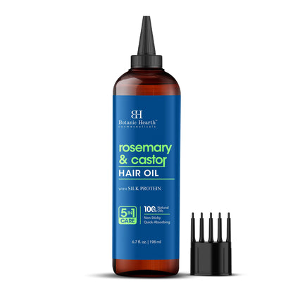 Botanic Hearth 100% Pure Rosemary Oil For Hair Growth (6.7 fl oz) Infused With Biotin, Jojoba & castor Oil | Nourishing & Volumizing | Non GMO Verified