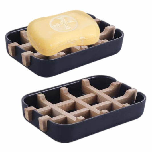 Bamboo Soap Dish – Self-Draining Bar Soap Holder for Bathroom, Shower & Kitchen Sink