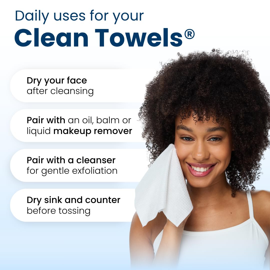 Clean Skin Club Clean Towels – 100% USDA Biobased Disposable Face Towels