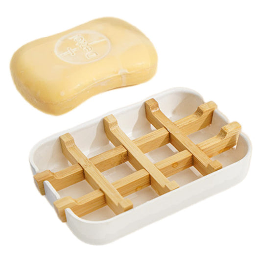 Bamboo Soap Dish – Self-Draining Bar Soap Holder for Bathroom, Shower & Kitchen Sink