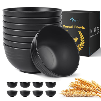 HOTEC BPA Free Unbreakable Wheat Straw Cereal Bowls - Microwave & Dishwasher Safe Soup and Salad Bowls, Set of 8, 26oz, Multicolor