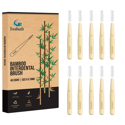 Biodegradable Bamboo Handle Interdental Brushes Between Teeth Cleaner Deep Clean Toothpick, FSC Certified and PETA Approved, Size 2 (0.5mm), 40 Count