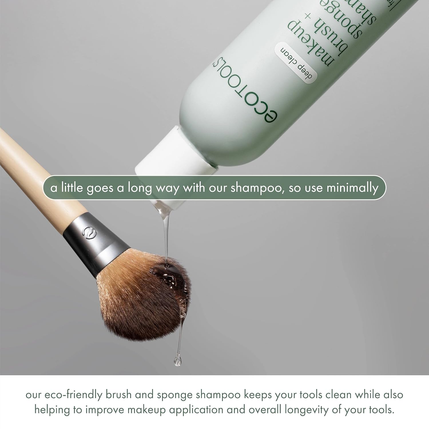 EcoTools XL Makeup Brush + Sponge Shampoo, Removes Makeup, Dirt, & Impurities From Makeup Brushes & Makeup Blending Sponges, Fragrance-Free, Vegan, & Cruelty-Free 16 fl. oz./473 ml, 1 Count, Clear