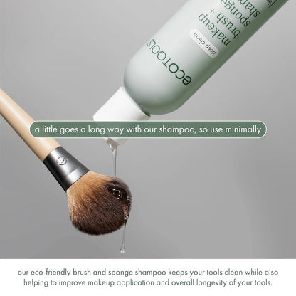 EcoTools XL Makeup Brush + Sponge Shampoo, Removes Makeup, Dirt, & Impurities From Makeup Brushes & Makeup Blending Sponges, Fragrance-Free, Vegan, & Cruelty-Free 16 fl. oz./473 ml, 1 Count, Clear