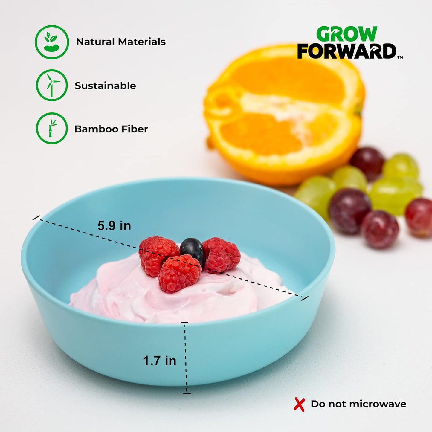 Grow Forward Bamboo Kids Plates and Bowls Sets - 8-Piece Dishwasher Safe Non Toxic Plates for Kids - Reusable Eco Friendly BPA Free Dishes Dinnerware Sets for Children - Rainforest