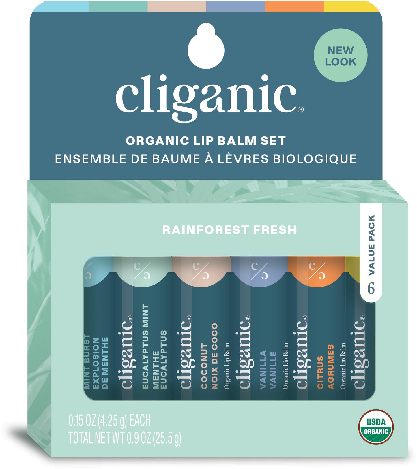 Cliganic Organic Lip Balm Set - 6 Tropical Flavors - 100% Natural Moisturizer for Cracked & Dry Lips