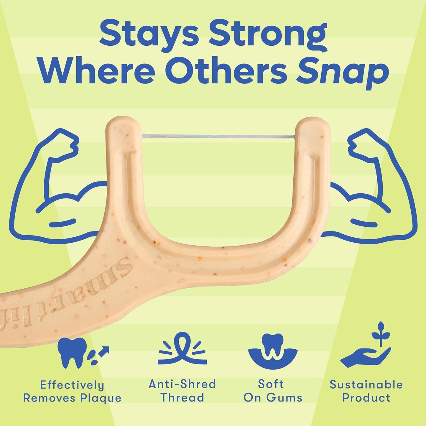 SmartLifeco Eco-Friendly Dental Floss Picks (100ct) - Flossers Made with Straw Wheat, Superior Anti-Shred Thread for Tight Gaps, Tooth Pick Stick for Adults, Soft on Gum & Teeth, Vegan, Mint